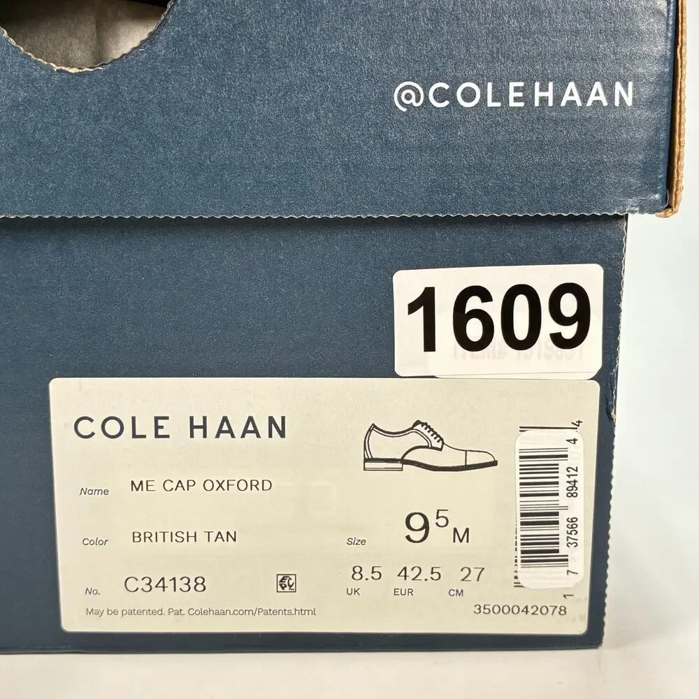 Cole Haan Modern Essentials British Tan Oxford Dress Shoes C34138 Mens Size 9.5M